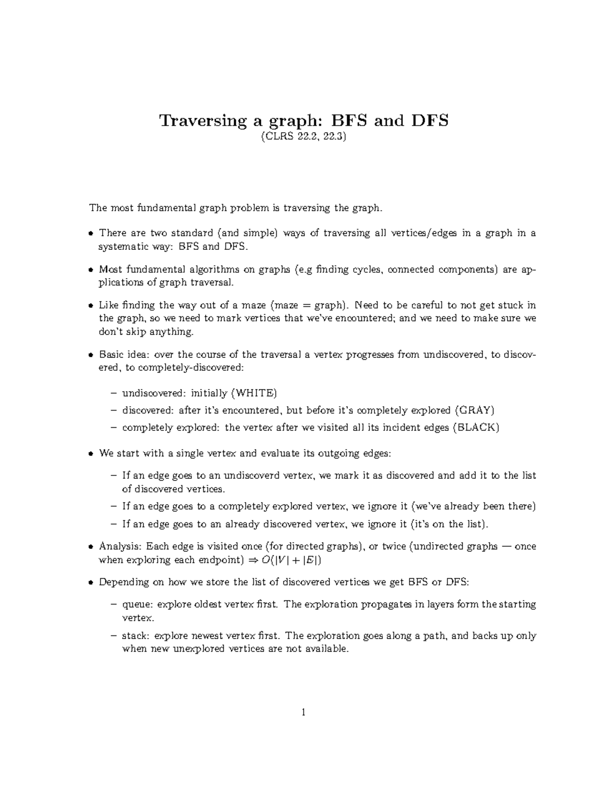 BFS DFS 1 - BFS DFS 1 - Traversing a graph: BFS and DFS (CLRS 22, 22 ...