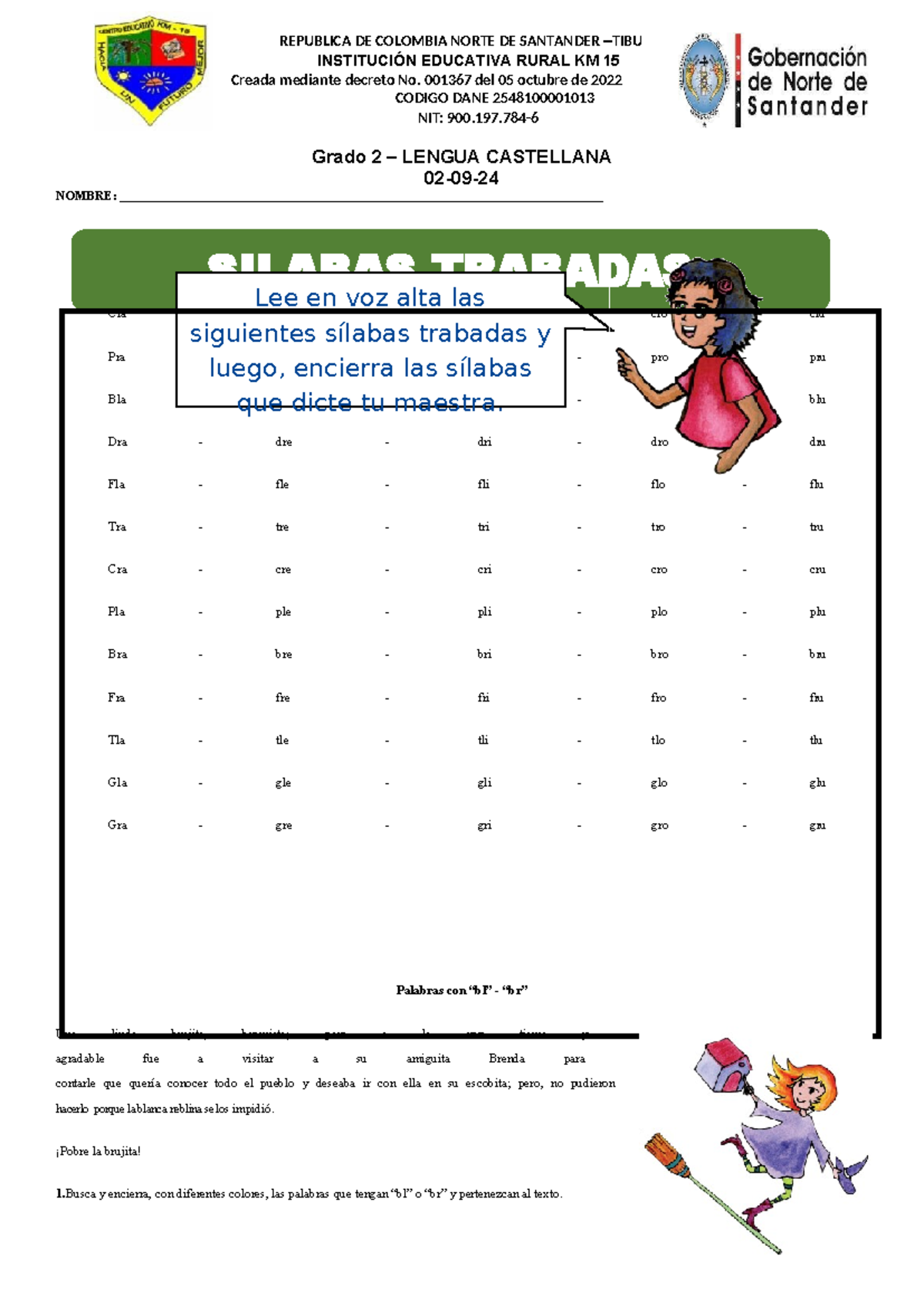 Las Sílabas Trabadas para Segundo Grado de Primaria - INSTITUCIÓN ...