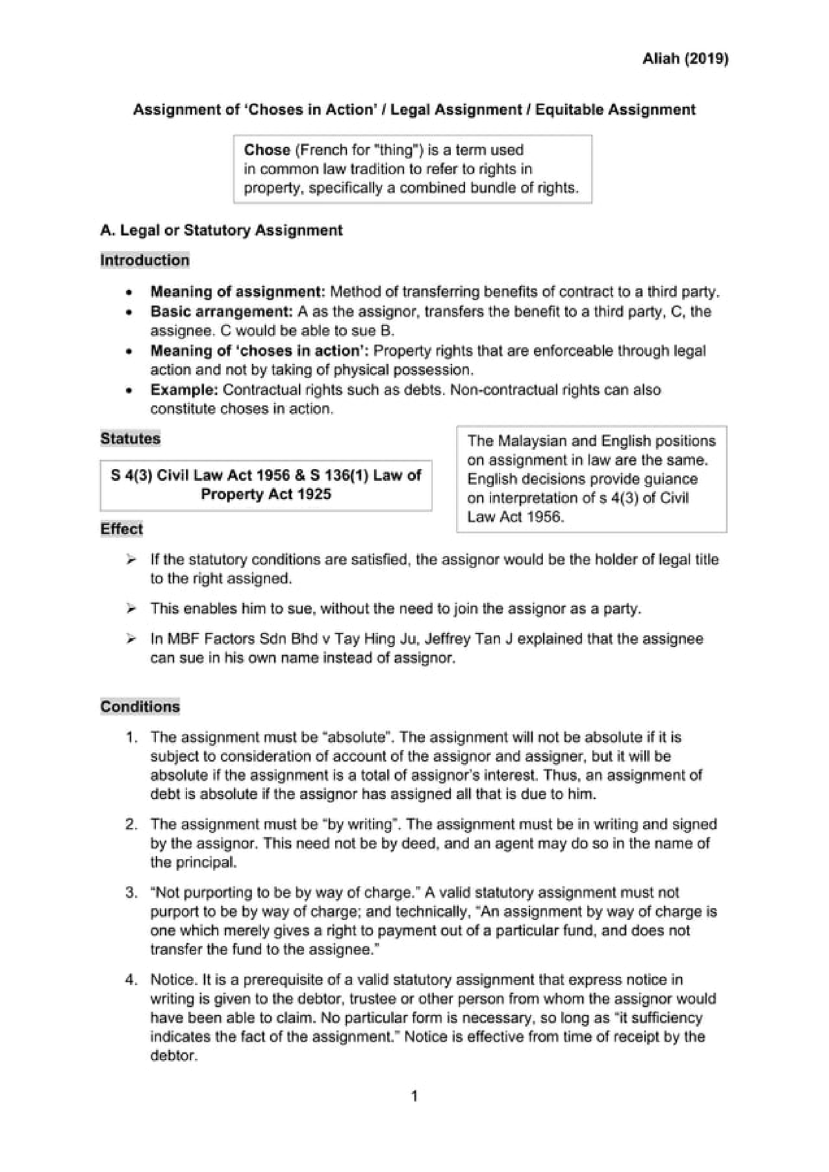 equitable and legal assignment