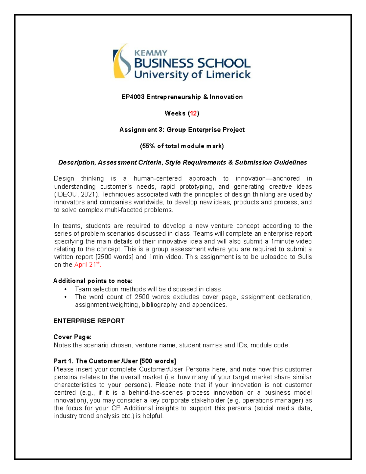 Assignment+3+-+Group+Enterprise+Report+ +Video EP4003+2023 - EP4003 ...