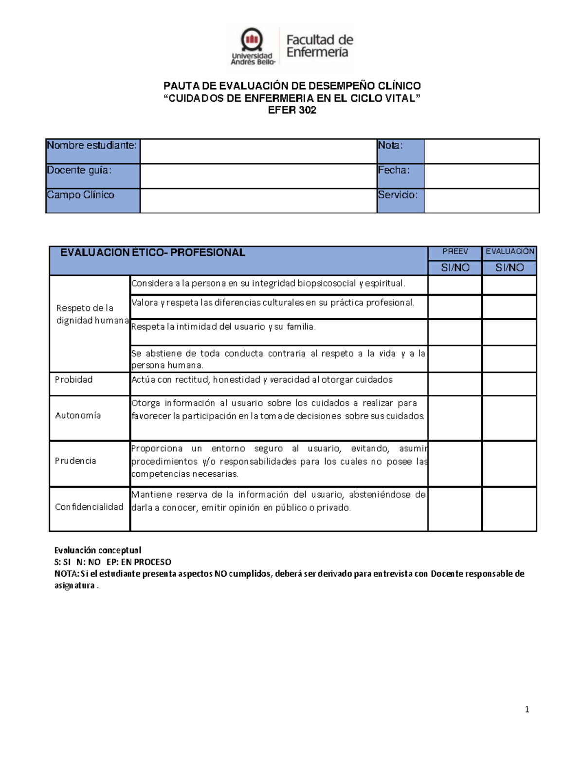 MOD++ Pauta+ Evaluaci%C3%93N++DE+ Desempe%C3%91O+ Experiencia+ Clinica ...