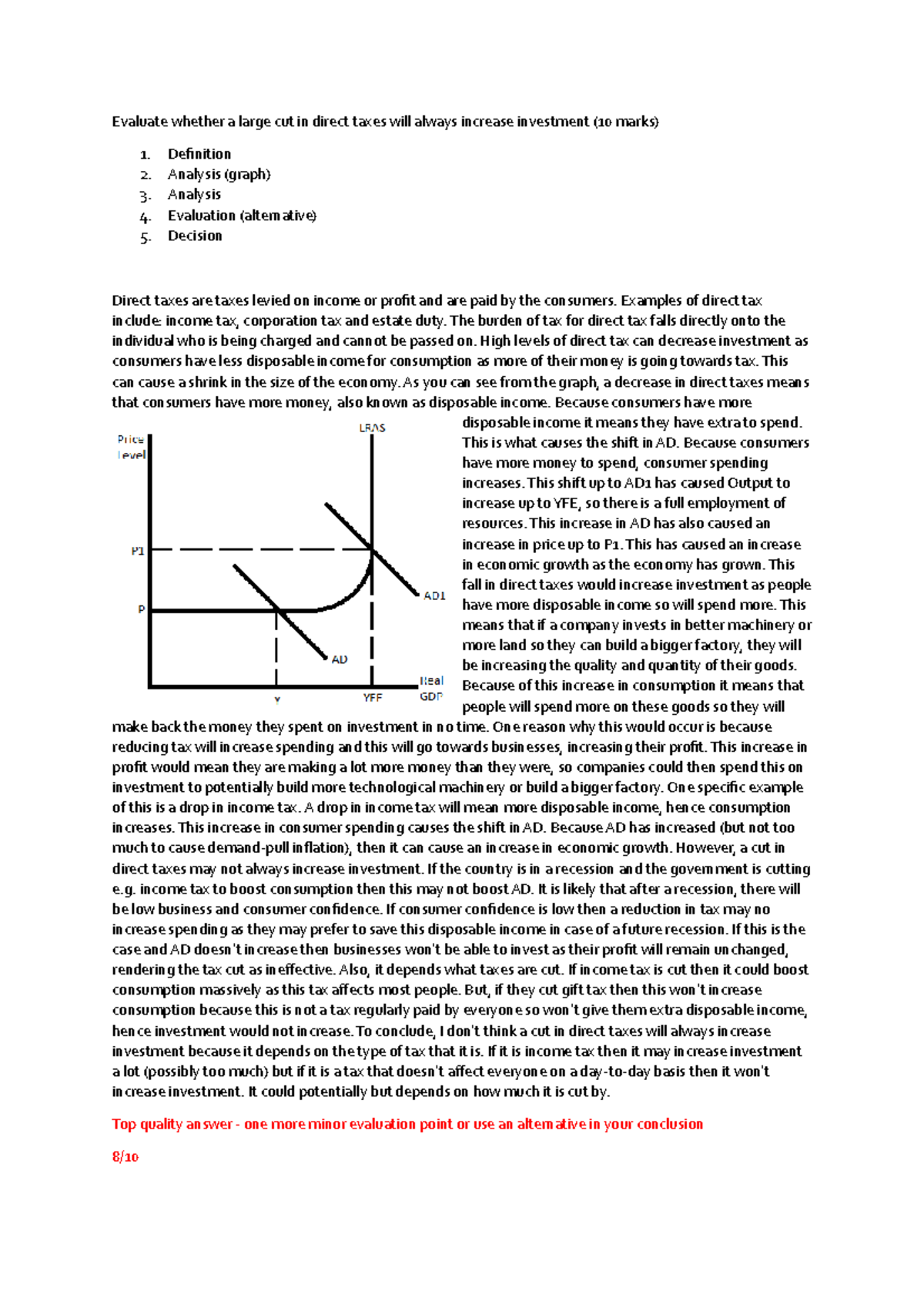 economics essay marker