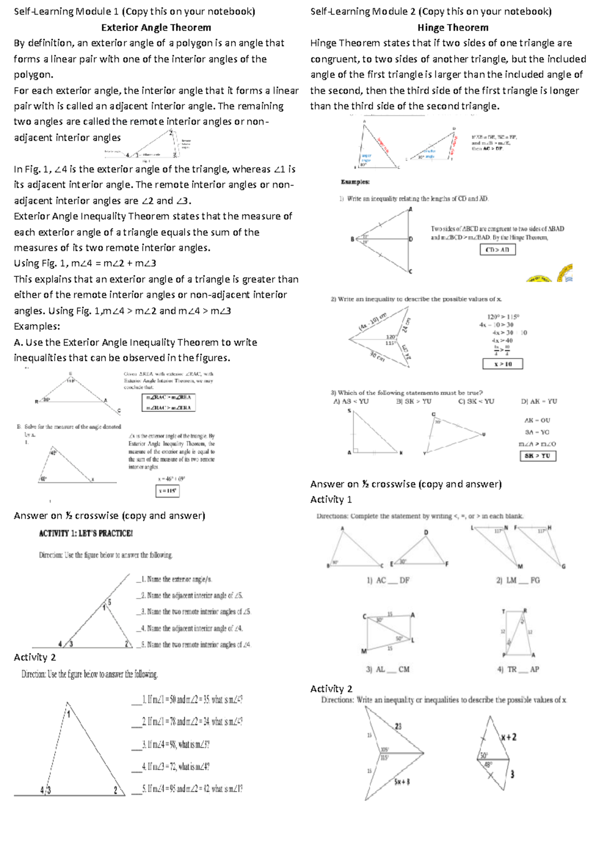 SLM4th Quarter MATH8 - Self-Learning Module 1 (Copy This On Your ...