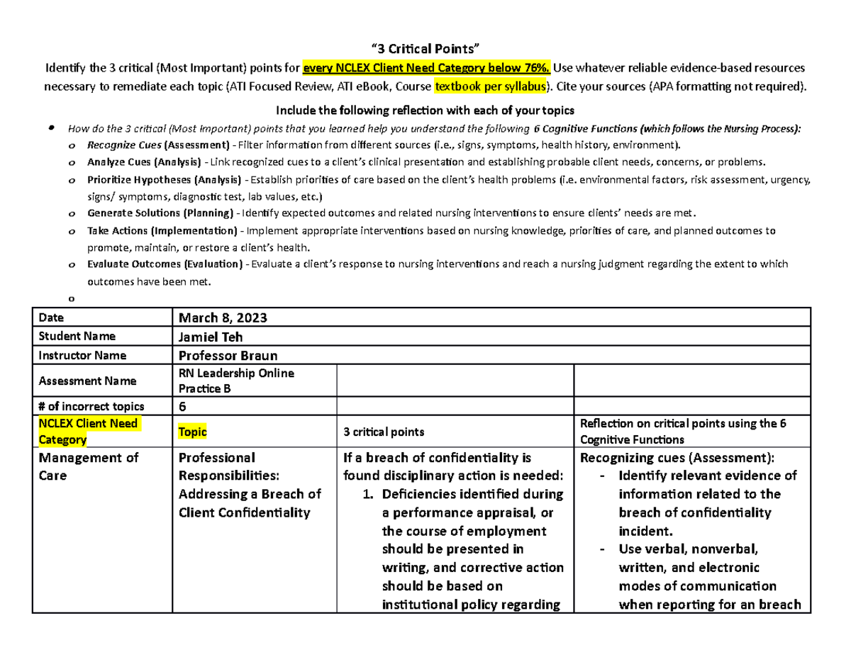 Focused Review - Remediation Document To Use For 3 Critical Points-1 ...