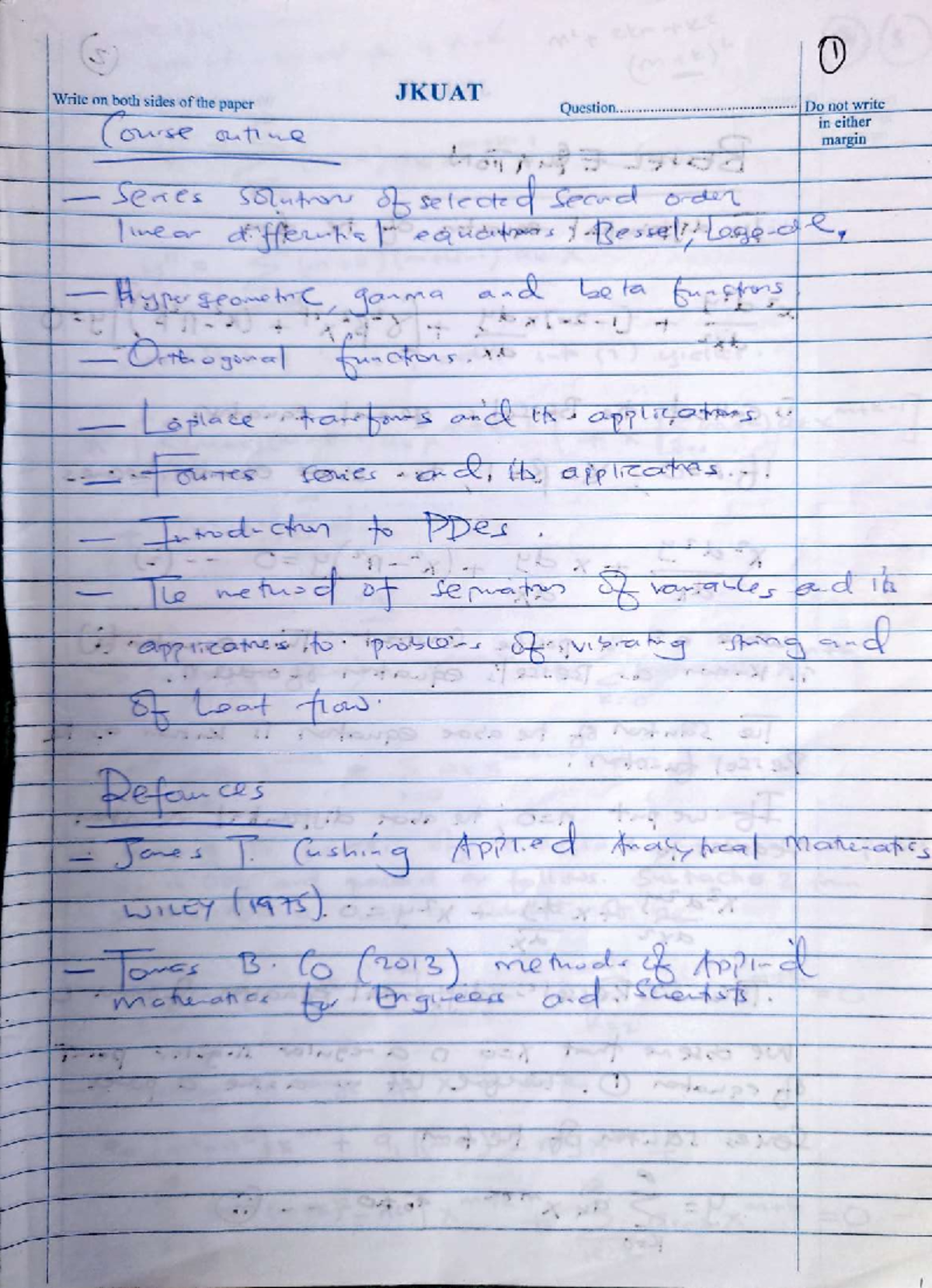 SMA 2320 AAM I Lecture notes - Write on both sides of the JKUAT paper ...