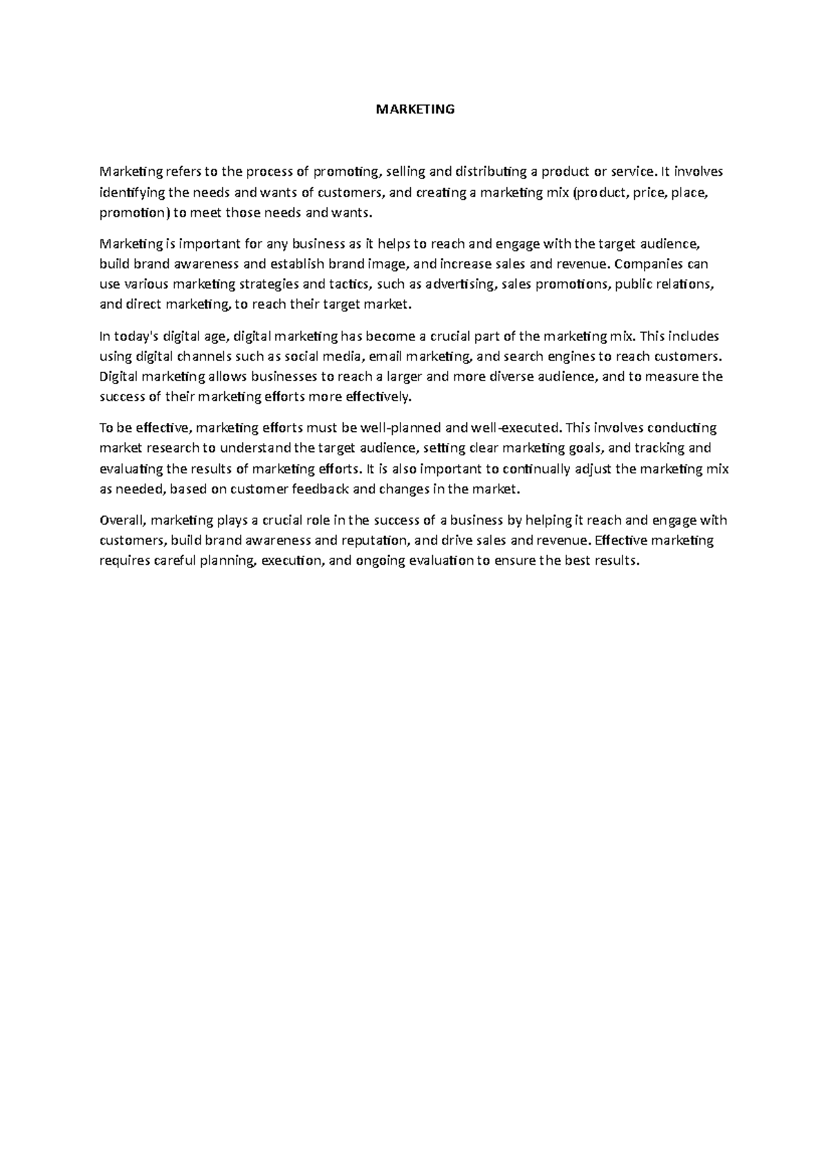 EVOLUTION Of MARKETING MARKETING Marketing Refers To The Process Of