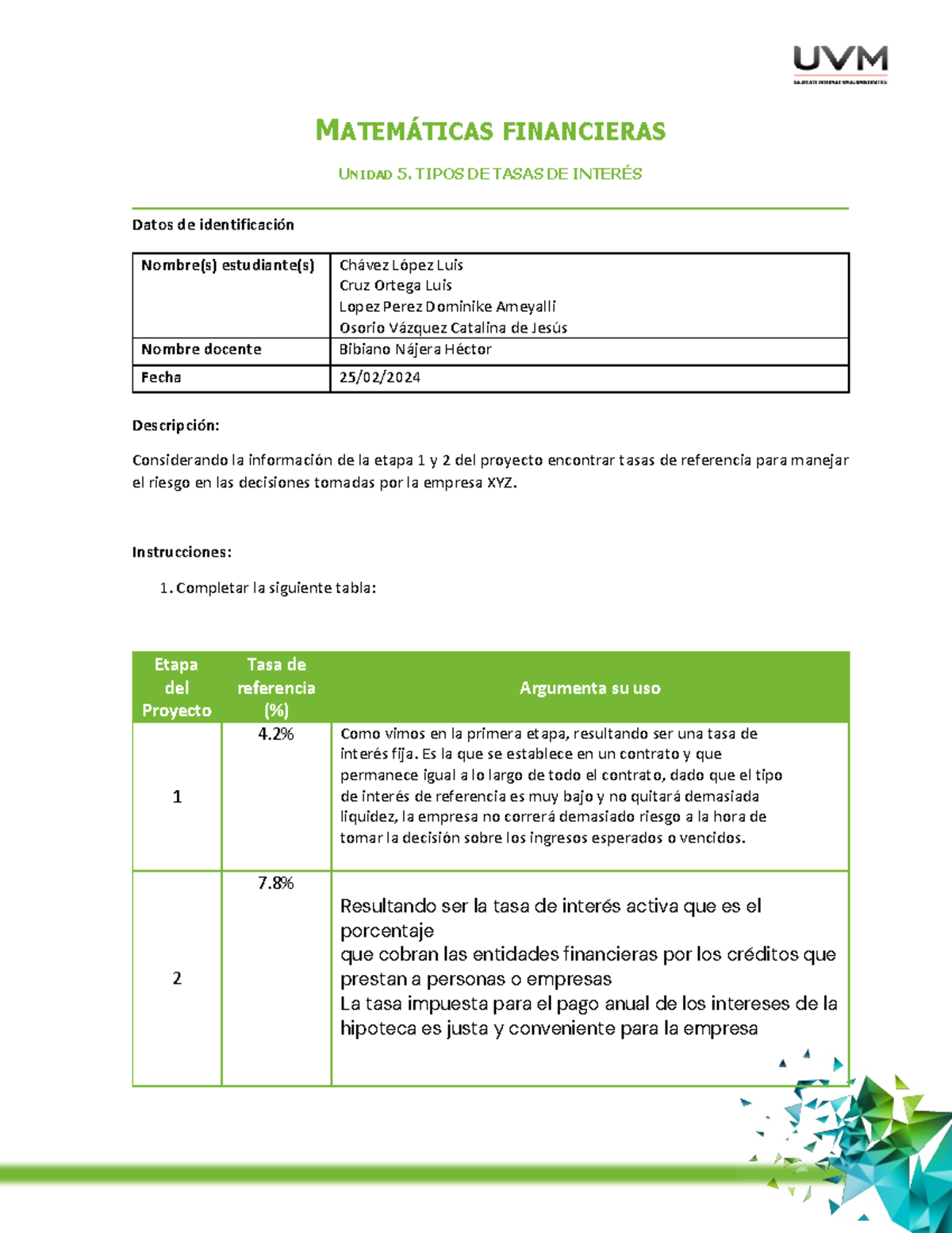 Actividad 10 tipos de tasas de interes - MATEMÁTICAS FINANCIERAS UNIDAD ...