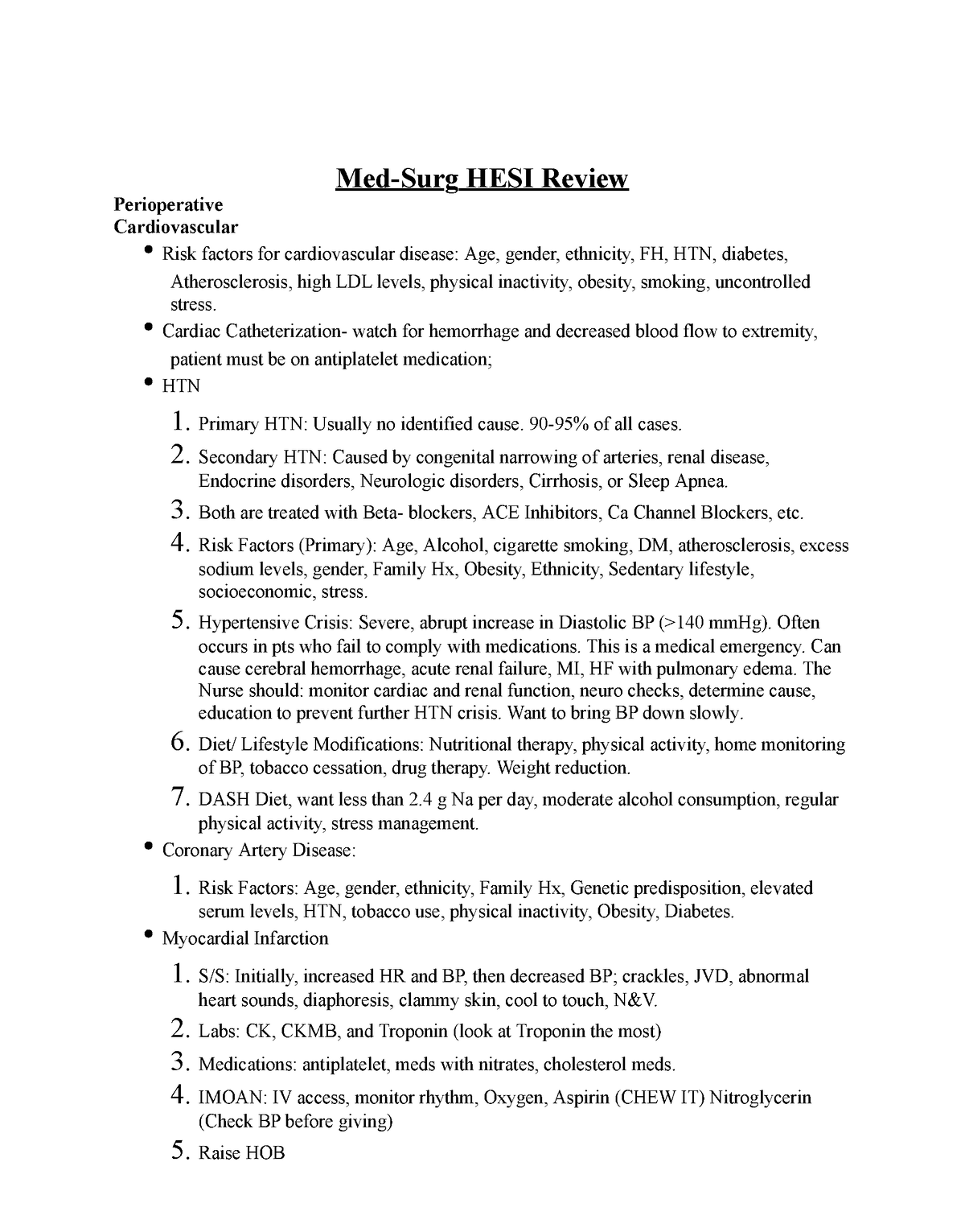 Med Surg HESI Review MedSurg HESI Review Perioperative