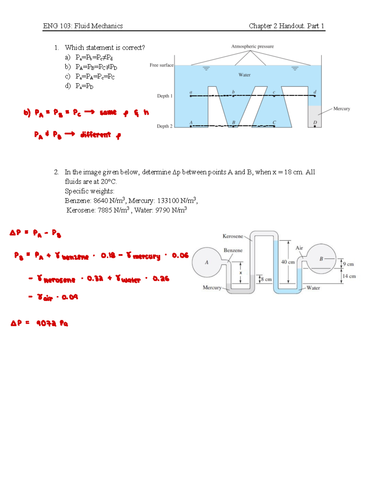 Handout Chapter 2 Part1 - ENG 103: Fluid Mechanics Chapter 2 Handout ...