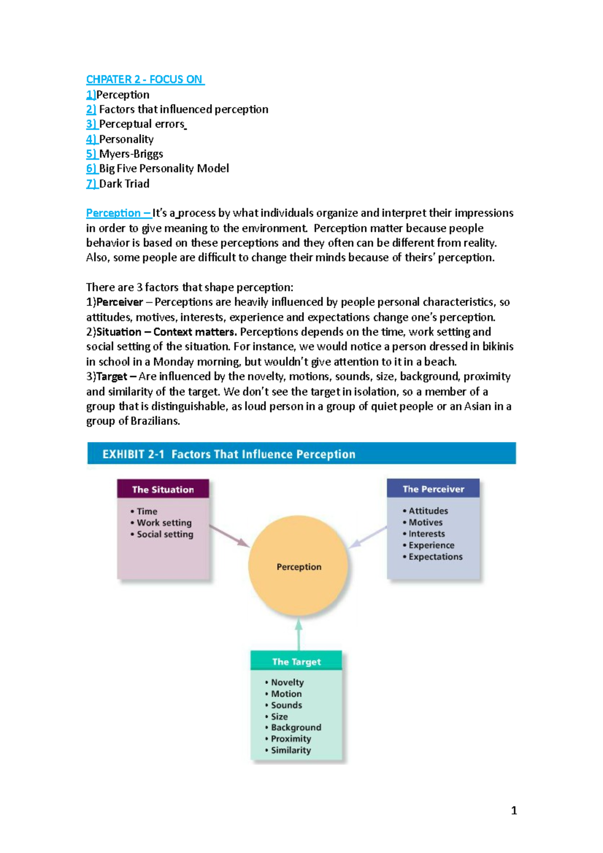 Cap. 2 - OB - Summary of OBs second chapter - CHPATER 2 FOCUS ON 1 ...