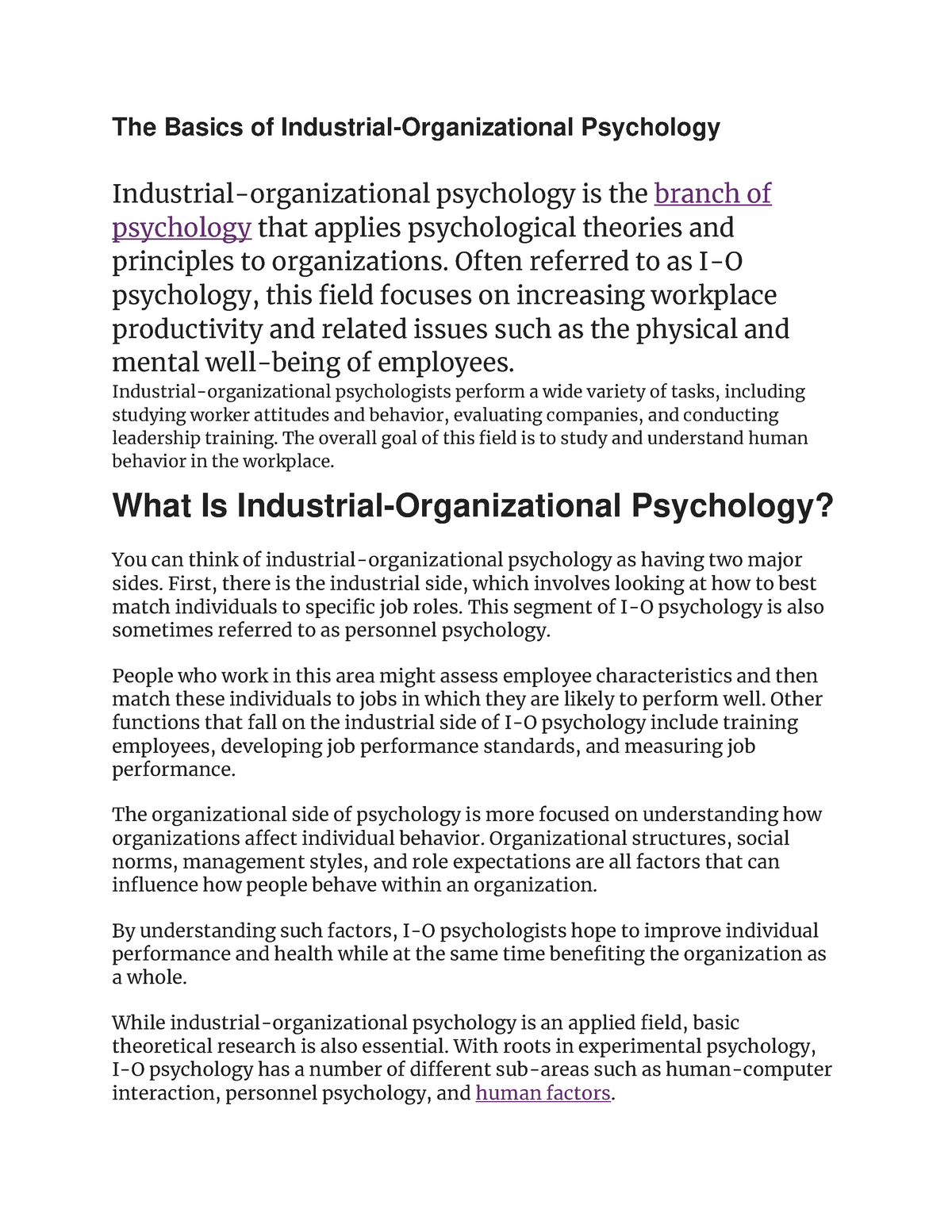 The Basics Of Industrial Organizational Psychology - The Basics Of ...