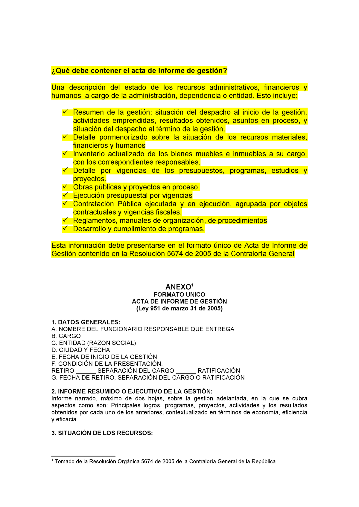 Formato Unico Informe Gestion ¿qué Debe Contener El Acta De Informe De Gestión Una 6174