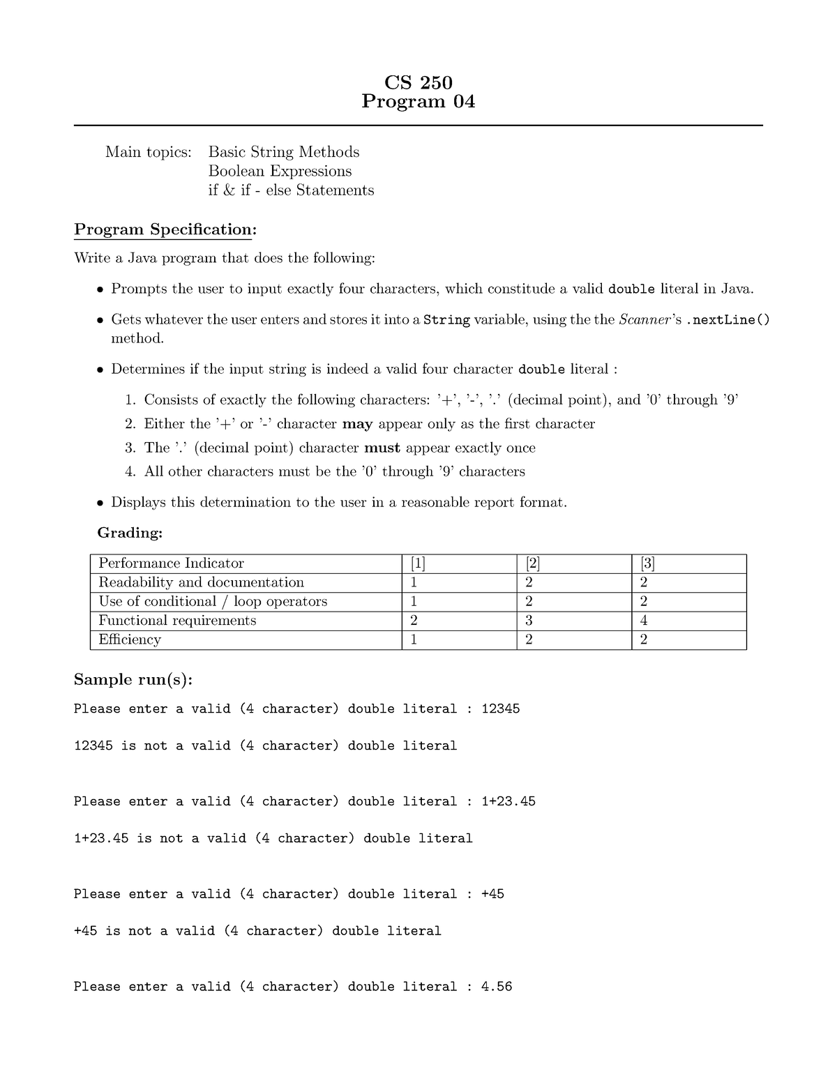 Program 04 Cs 250 Program 04 Main Topics Basic String Methods Boolean Expressions If And If