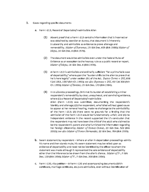 Immigration law m52 - a. Regulations (1) Evidence obtained in violation ...