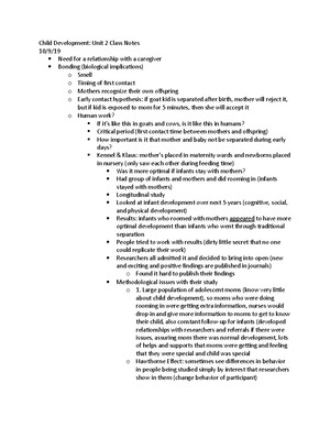 Exam 1 Notes - Exam 1 Notes I Prenatal Development A Key Points 1 ...