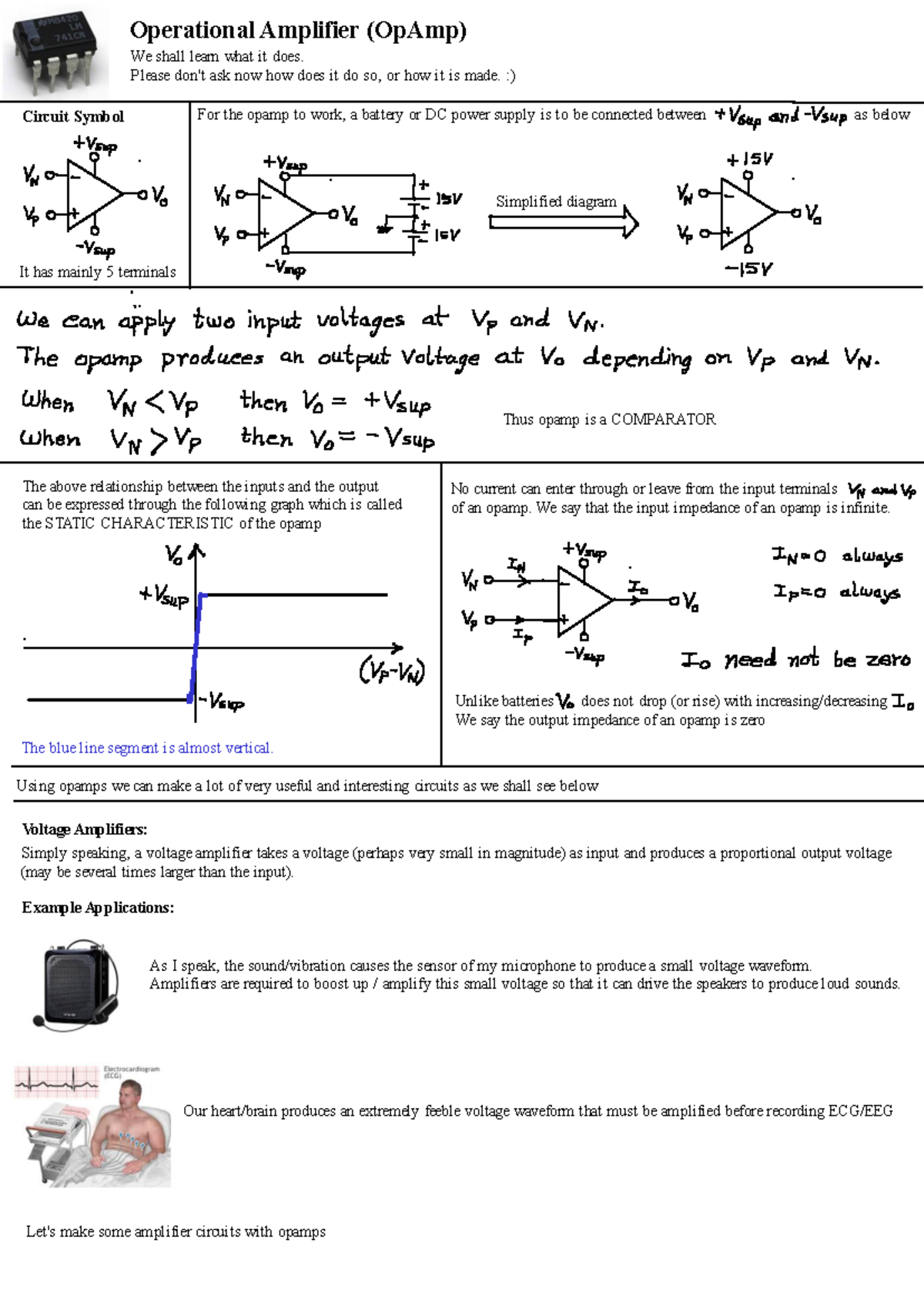 Opamp complete notes - Operational Amplifier (OpAmp) Circuit Symbol It ...