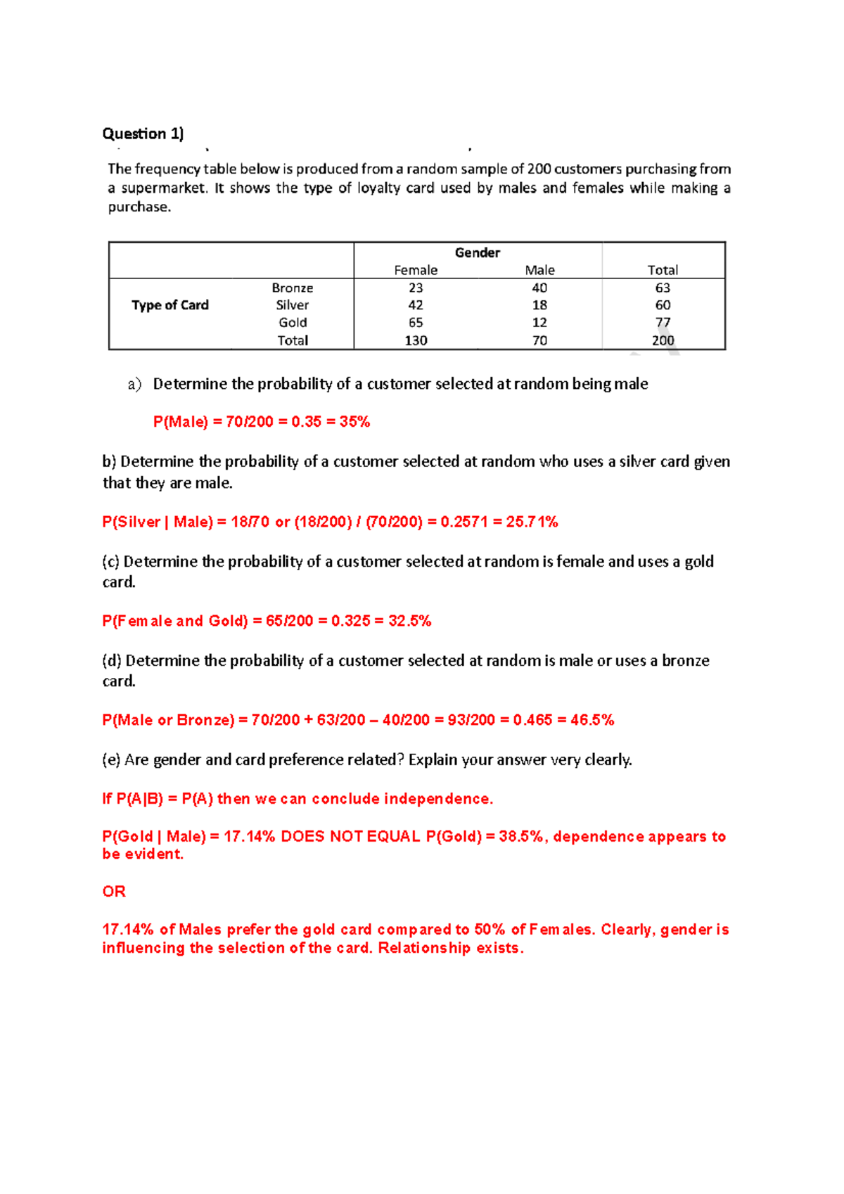 Sample Statistics Q - QUESTIONS STATS - Question 1) a) Determine the ...