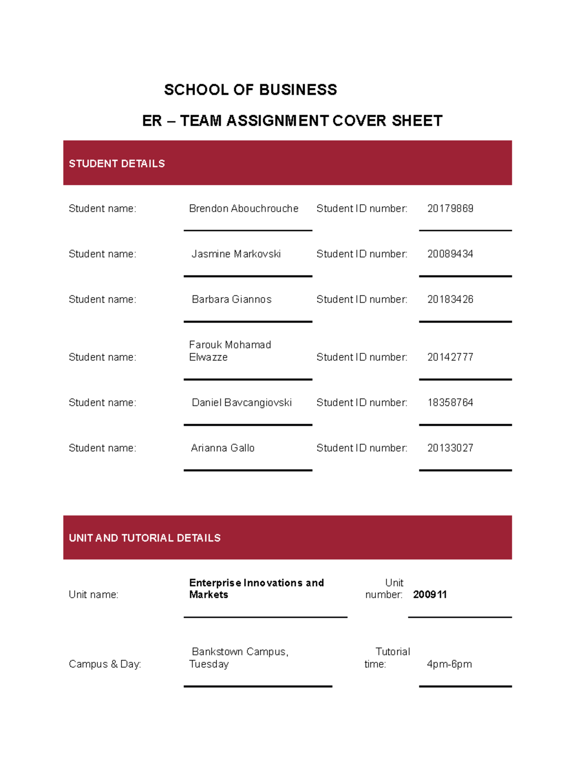 Assessment 2 - Enterprise Innovation and Markets - We hereby certify ...