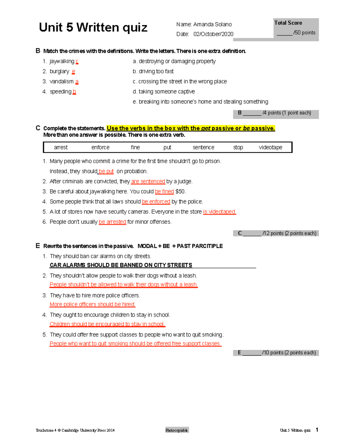 Inglés - Touchstone 4 © Cambridge University Press 2014 Photocopiable ...