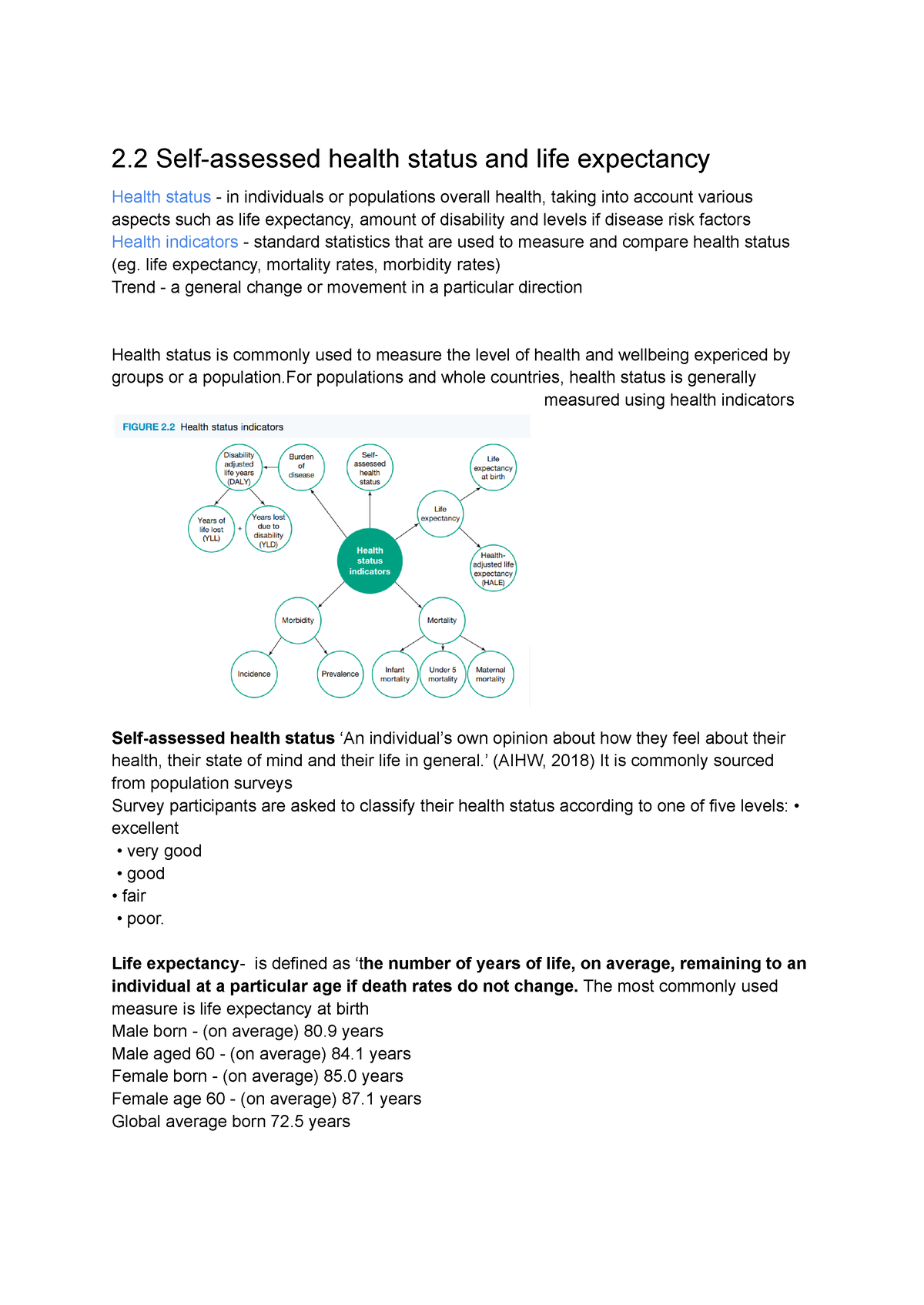 essay about health status