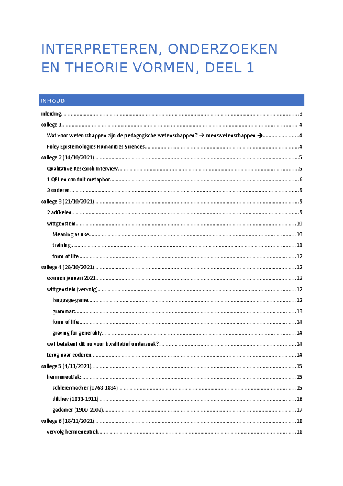 Interpreteren 1 - INTERPRETEREN, ONDERZOEKEN EN THEORIE VORMEN, DEEL ...