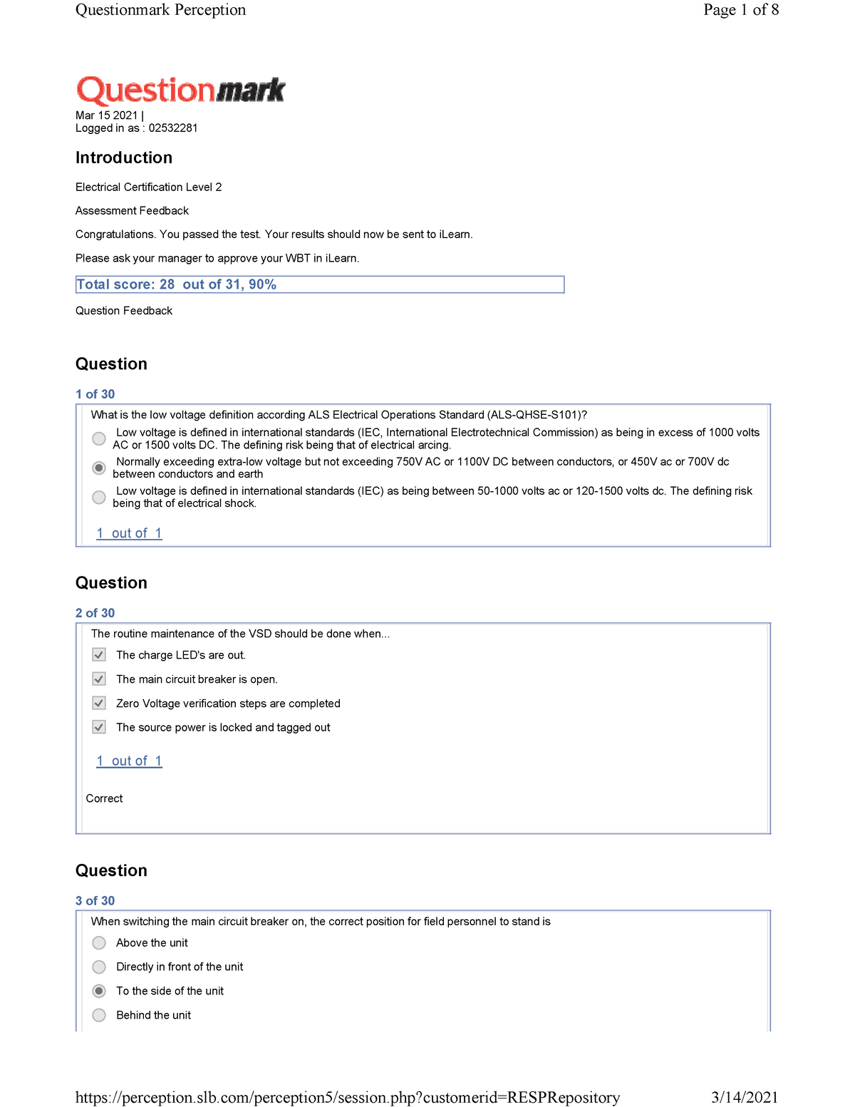 Electrical Level 2 90% - Mar 15 2021 | Logged In As : 02532281 Question ...