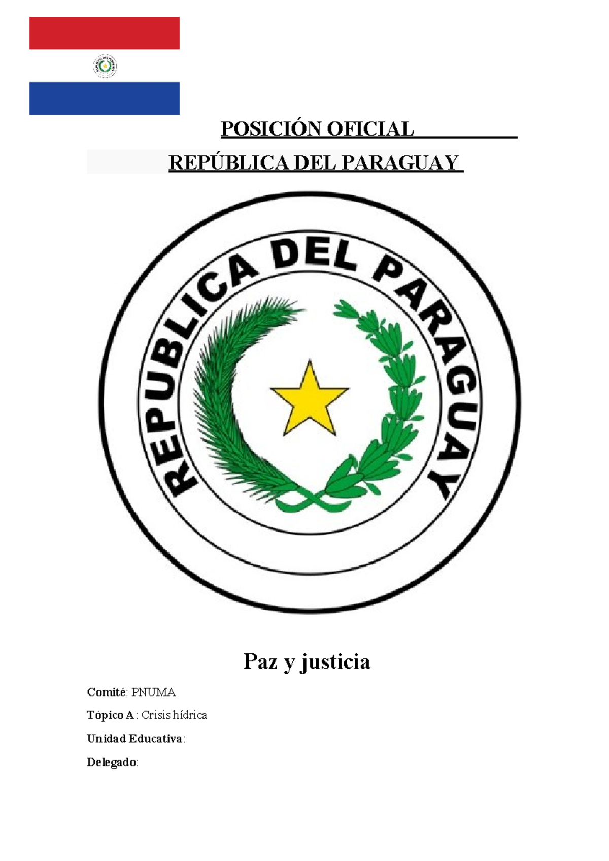 Tópico de Paraguay - POSICIÓN OFICIAL REPÚBLICA DEL PARAGUAY Paz y ...