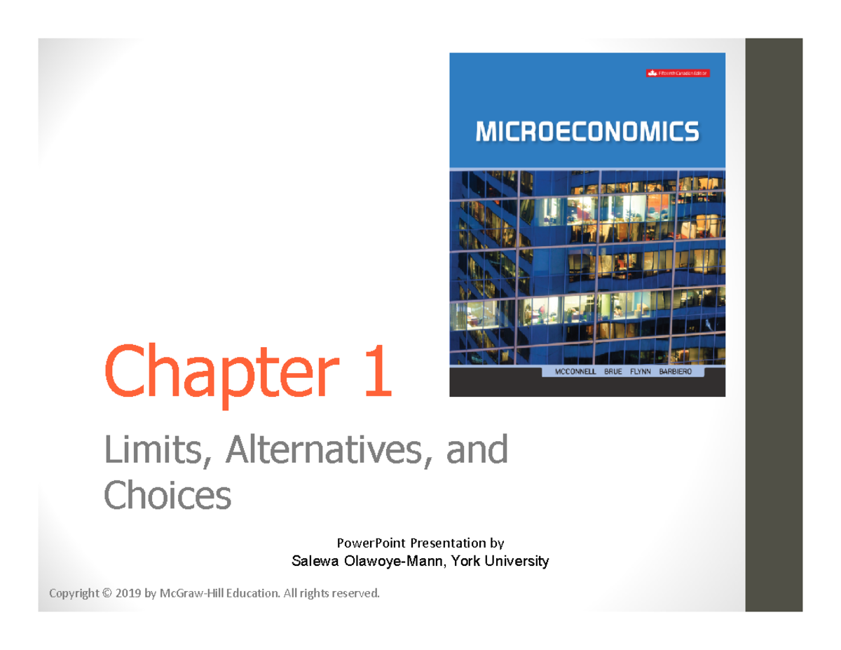 Chapter 01 - Ch.1 ECON 100 - Chapter 1Limits, Alternatives, andChoices ...