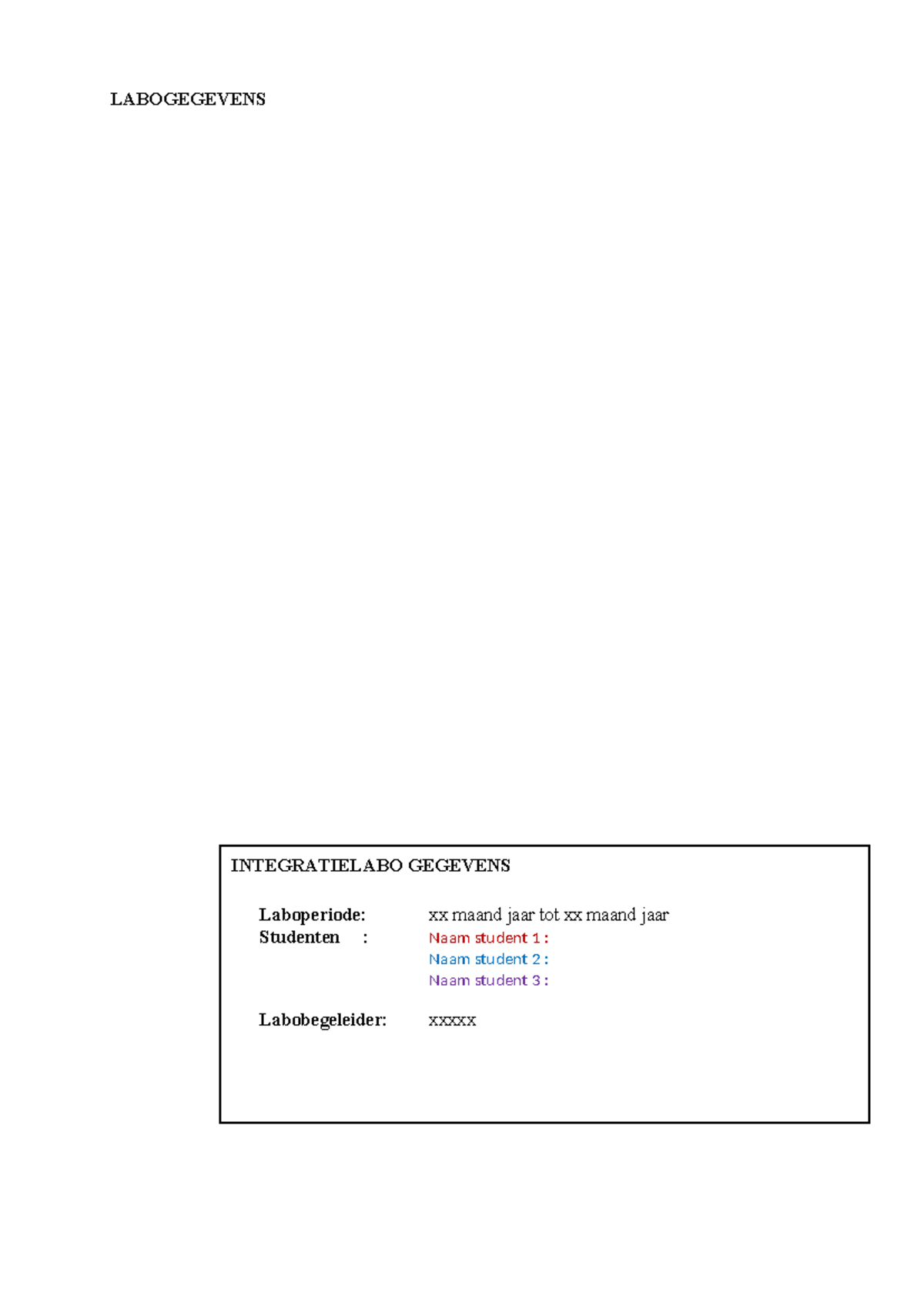 Sjabloon BP versie voor Int Lab RT-q PCR - LABOGEGEVENS INTEGRATIELABO ...