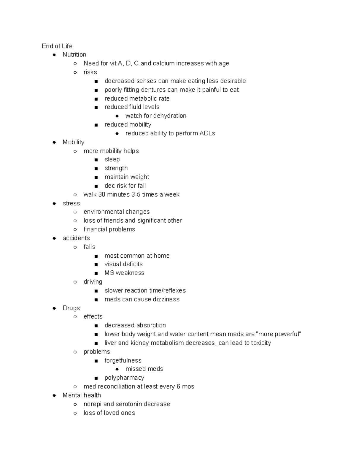 Copy of 11 13 Notes - end of life - End of Life Nutrition Need for vit ...