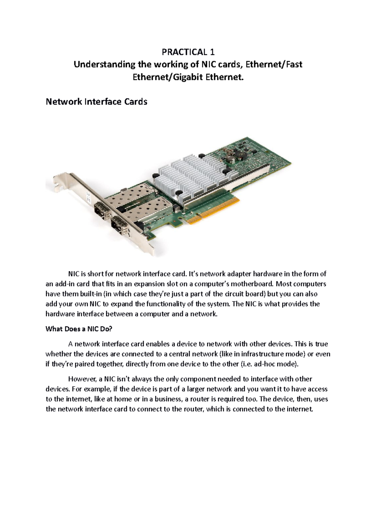 Nic Card Stops Working