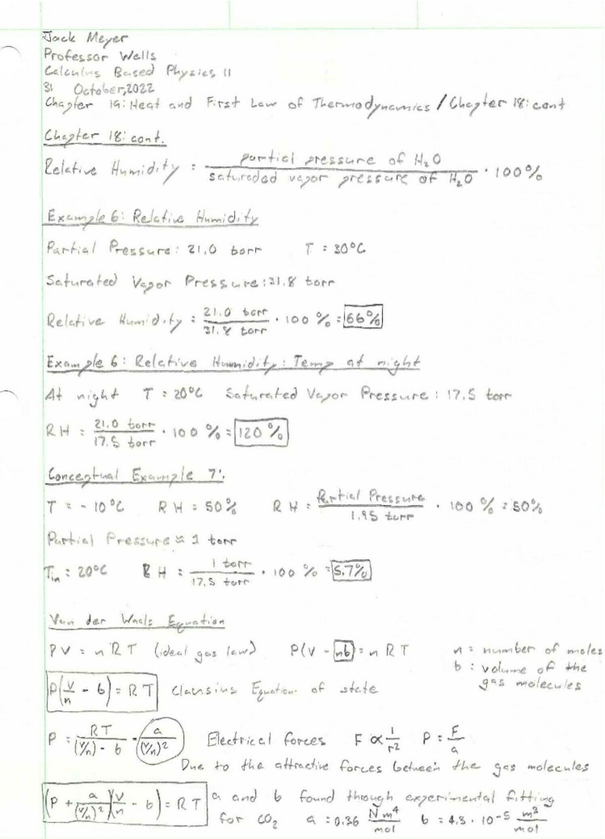 PHY 113 - Chapter 18 Notes cont (3) and Chapter 19 Heat and First Law ...