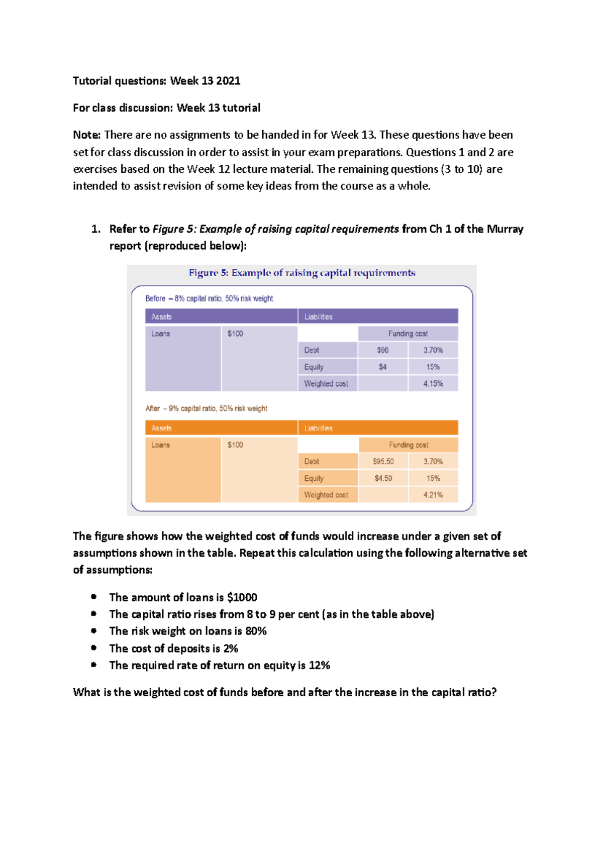 Tutorial Week 13 2022 Answers - Tutorial Questions: Week 13 2021 For ...