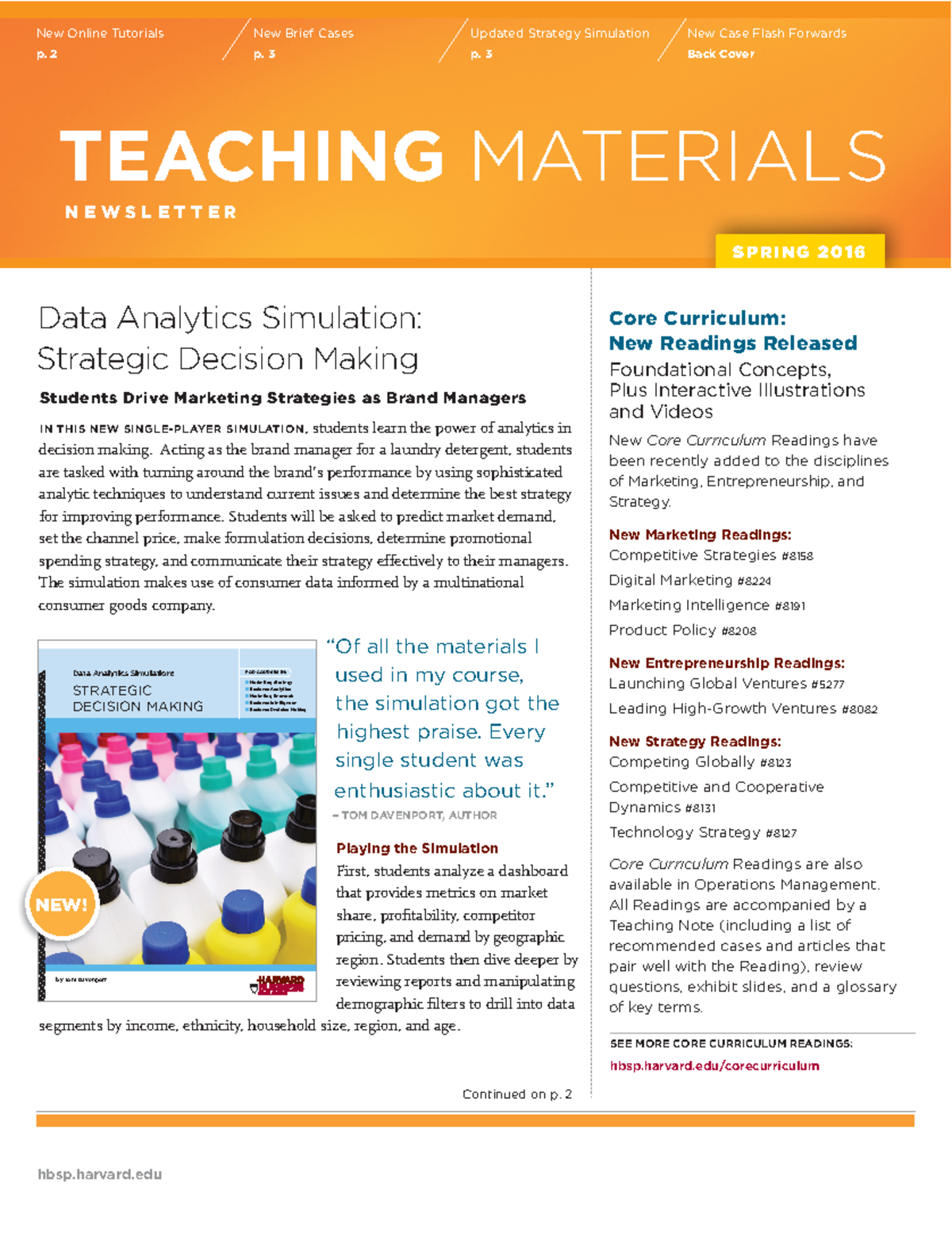 19590 TMN Spring 2016 - Data Analytics Simulation: Strategic Decision - Data Analytics Simulation Strategic Decision Making
