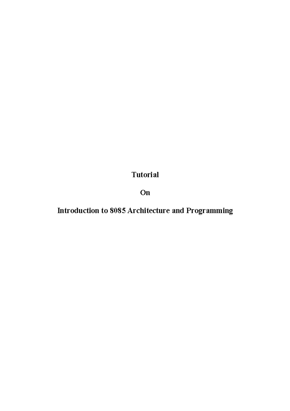 8085 - 8085 description - Tutorial On Introduction to 8085 Architecture ...