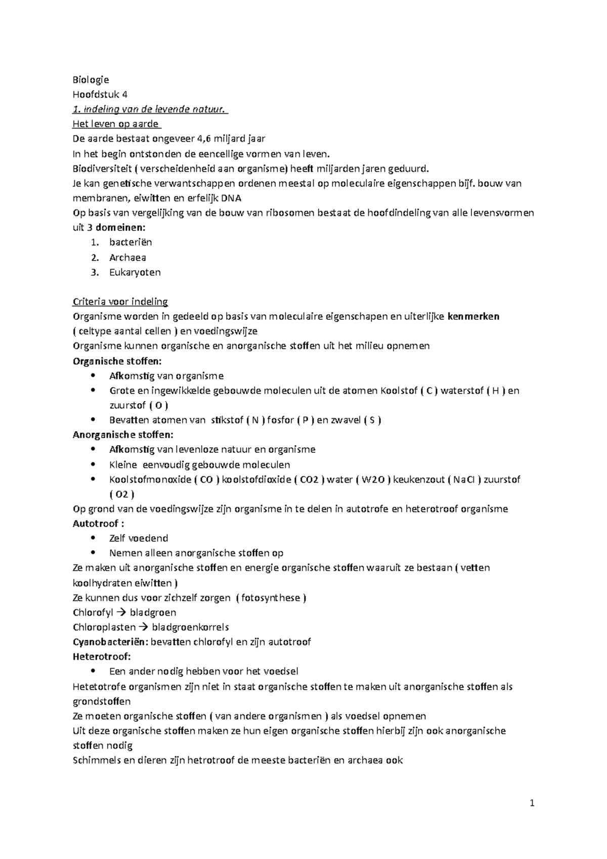 Samenvatting H4 - Bvj - Biologie Hoofdstuk 4 1. Indeling Van De Levende ...