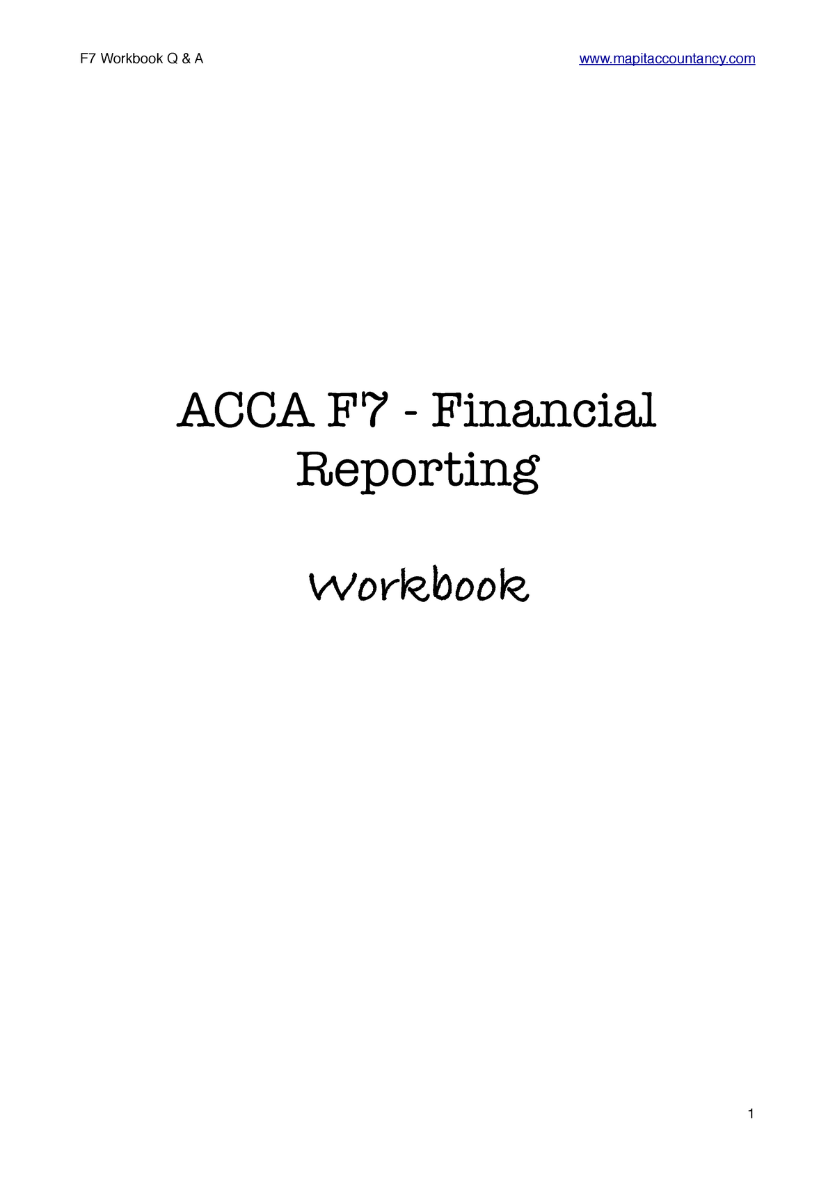 ACCA F7 Workbook Questions And Answer For Practice - CA Intermediate ...