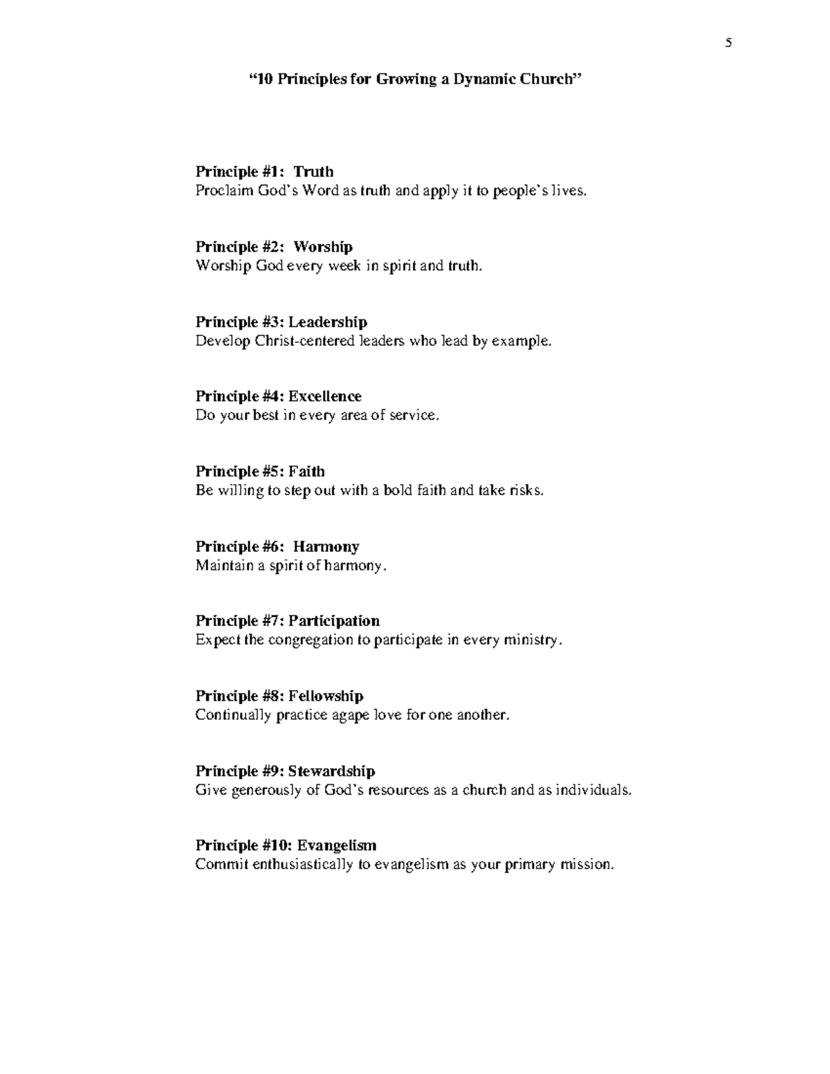 10 Principles for Growing a Dynamic Church - “10 Principles for Growing ...
