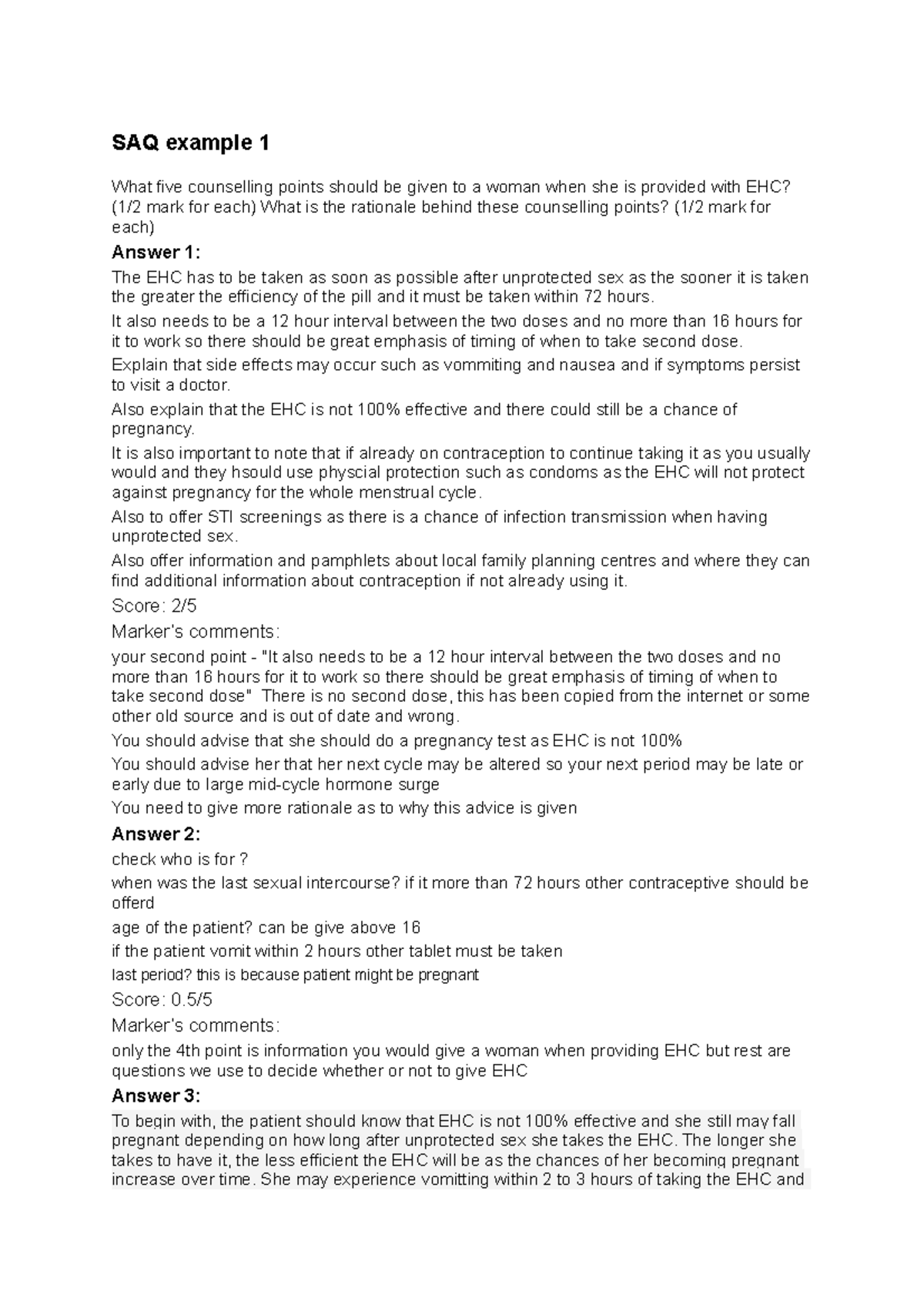 PY265 SAQ Examples And Answers SAQ Example 1 What Five Counselling 