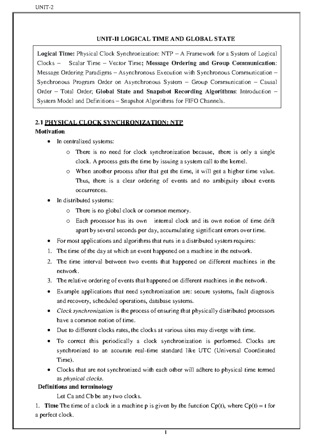 UNIT 1-1 - DISTRIBUTED COMPUTING NOTES 2021 REGULATION - CS3551 ...