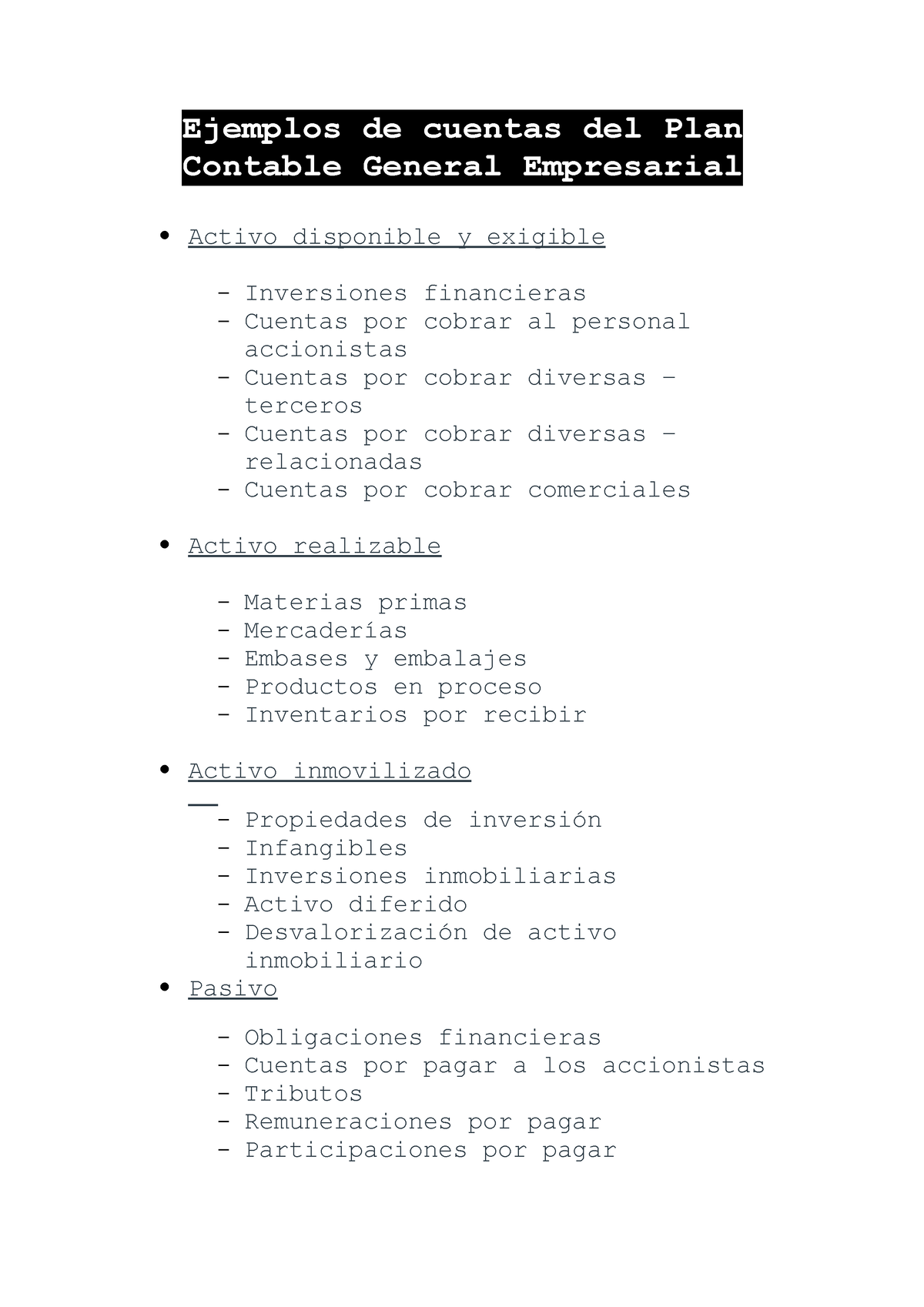 Ejemplos De Cuentas Del Plan Contable General Empresarial Ejemplos De