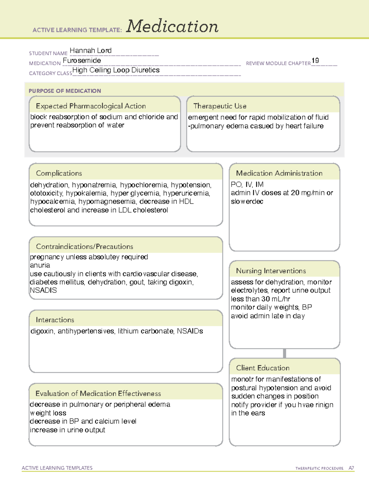 Reporting adverse effects of furosemide - ACTIVE LEARNING TEMPLATES ...