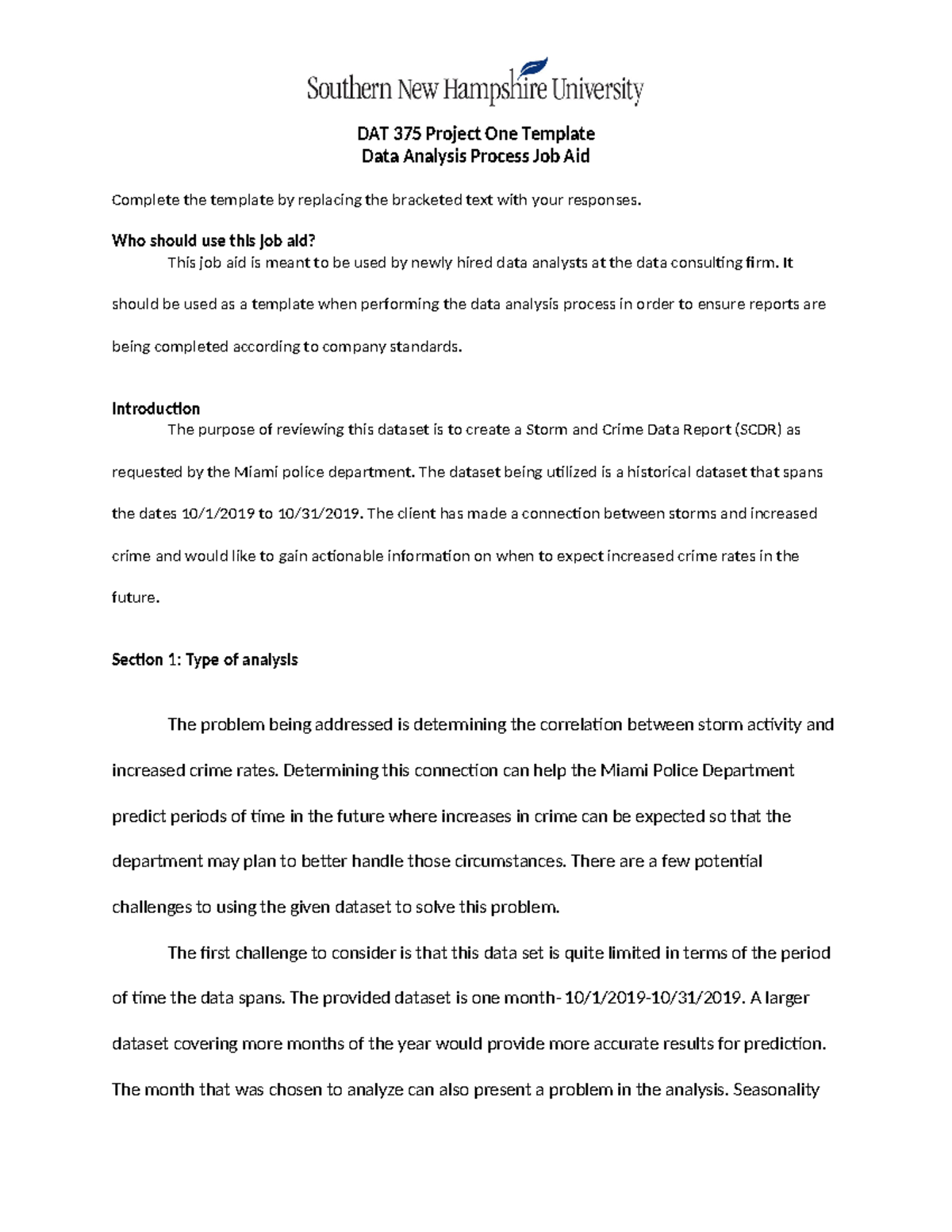 DAT 375 Project One Template Meg Paylor - DAT 375 Project One Template ...