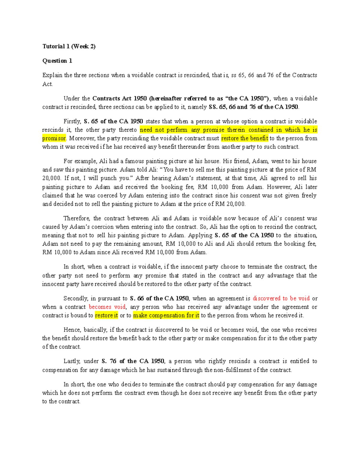 Contract Law Ii Tutorial 1 Question 1 Week 2 Tutorial 1 Week 2 Question 1 Explain The Three Contract Law Ii Tutorial 1 Question 1 Week 2 Tutorial 1 Week 2 Question 1 Explain The Three