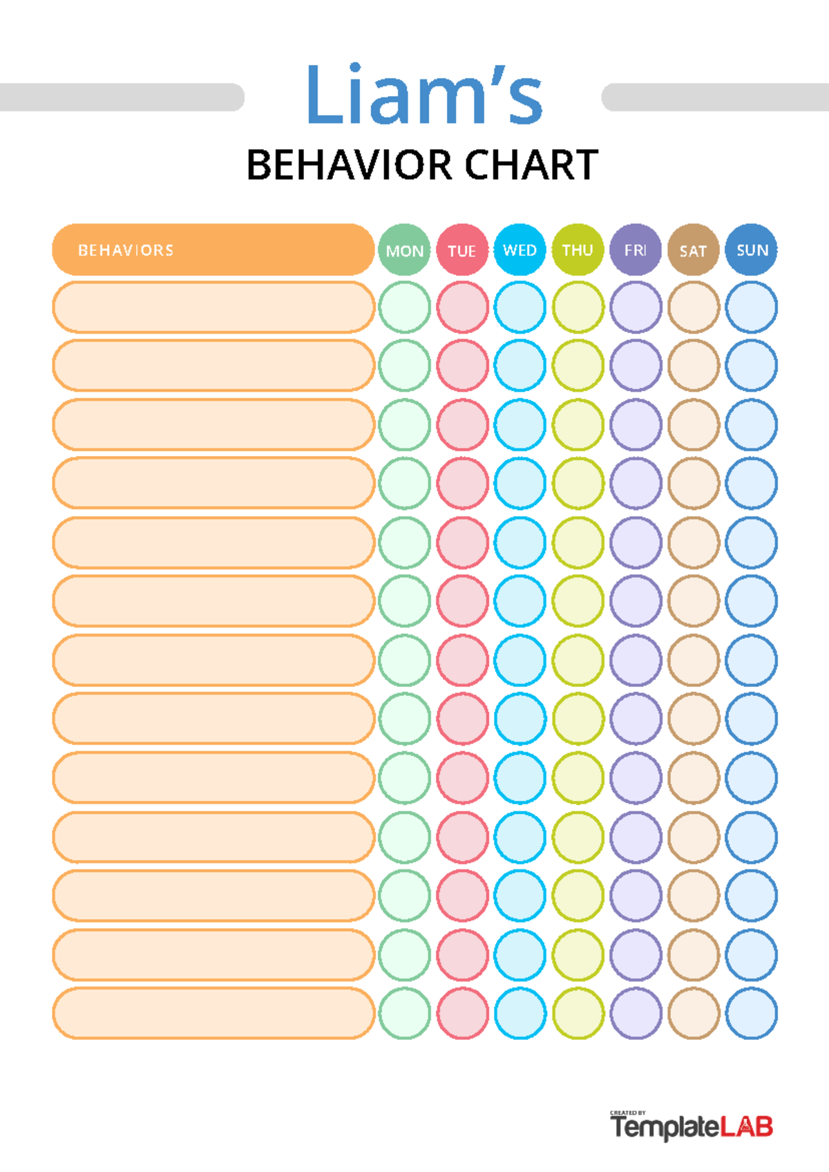 Student Behavior Chart V2 - Grammar and English - BEHAVIOR CHART Liam’s