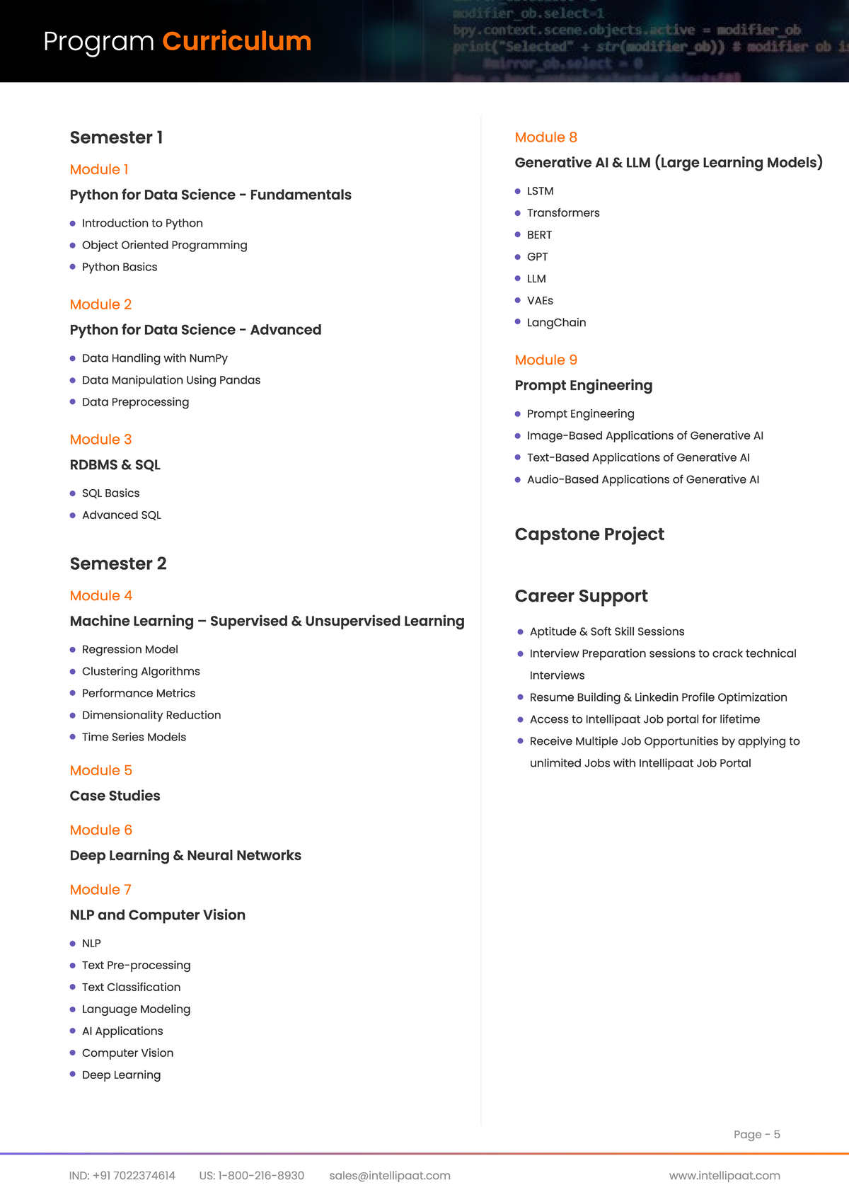 Data science syllabus - Program Curriculum Module 1 Semester 1 Python ...