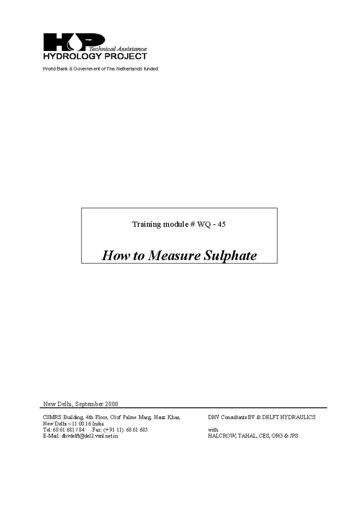 Sulfate determination - World Bank & Government of The Netherlands ...