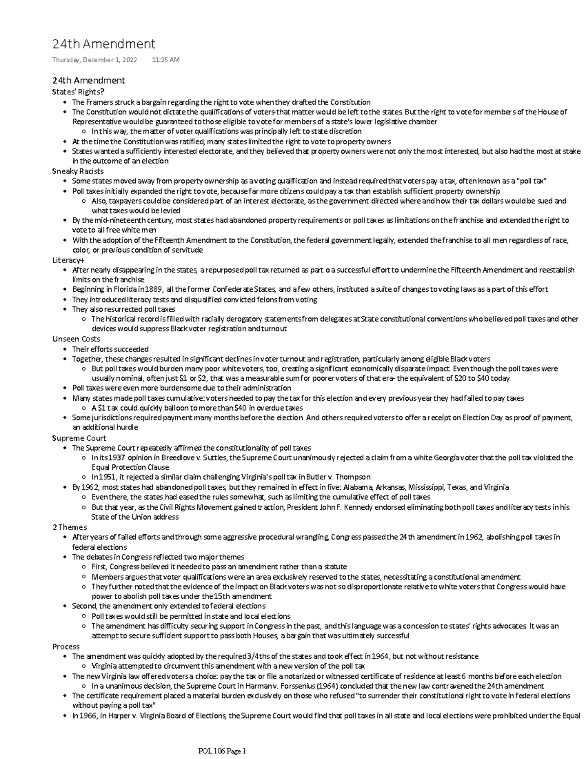 Pol 106 24th amendment - 24th Amendment States' Rights? The Framers ...