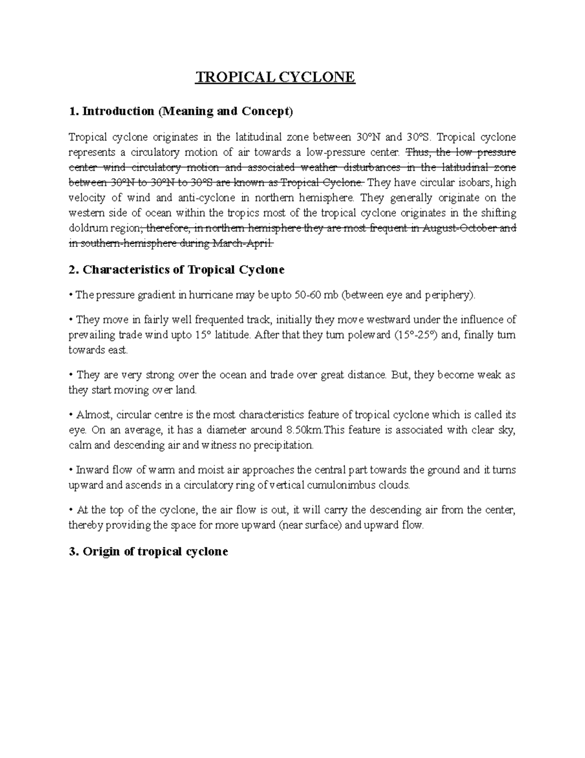 Tropical notes it is thankyuo - TROPICAL CYCLONE 1. Introduction ...