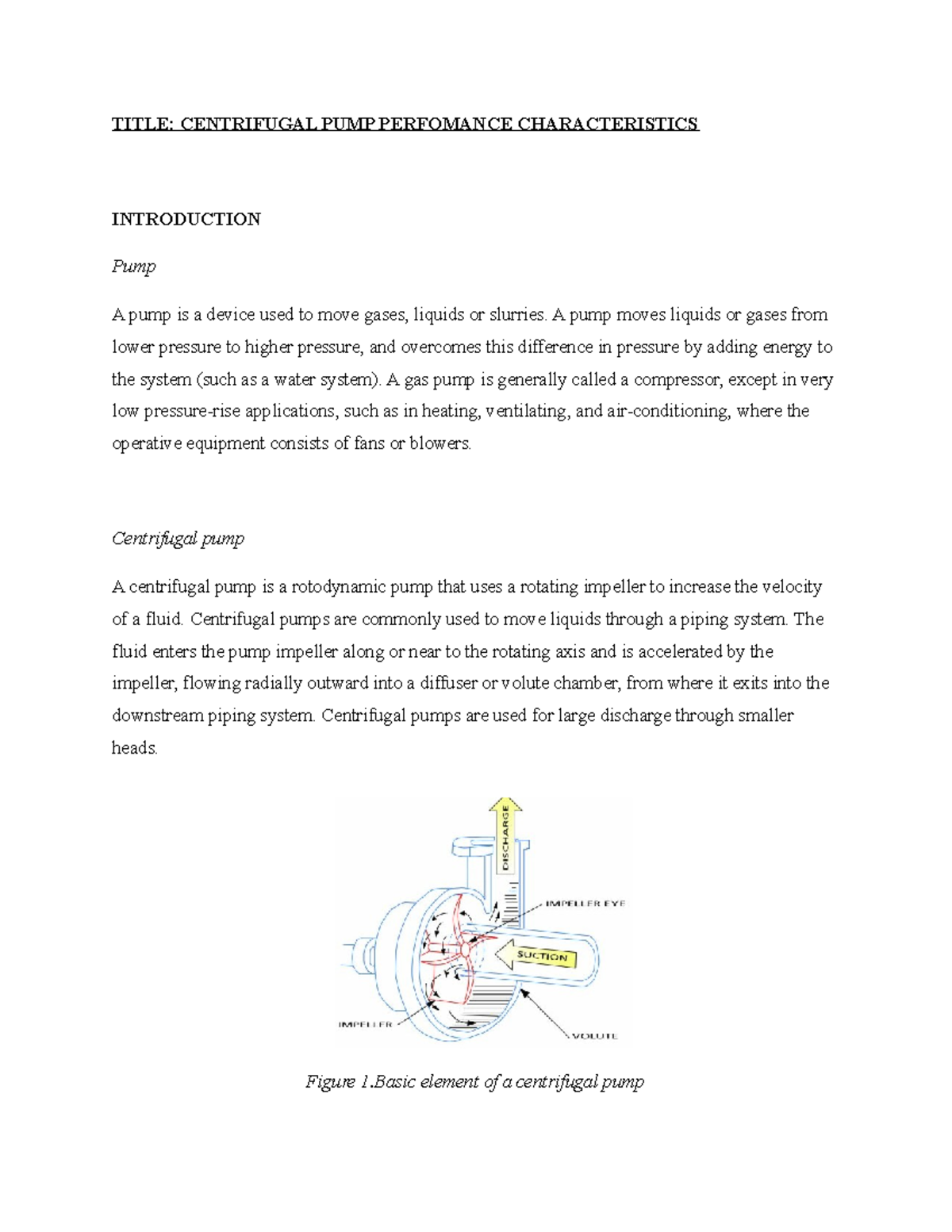 characteristics of centrifugal pump experiment lab report